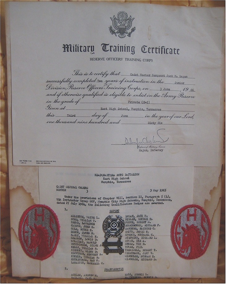 ROTC certificate & oders (larger view)
