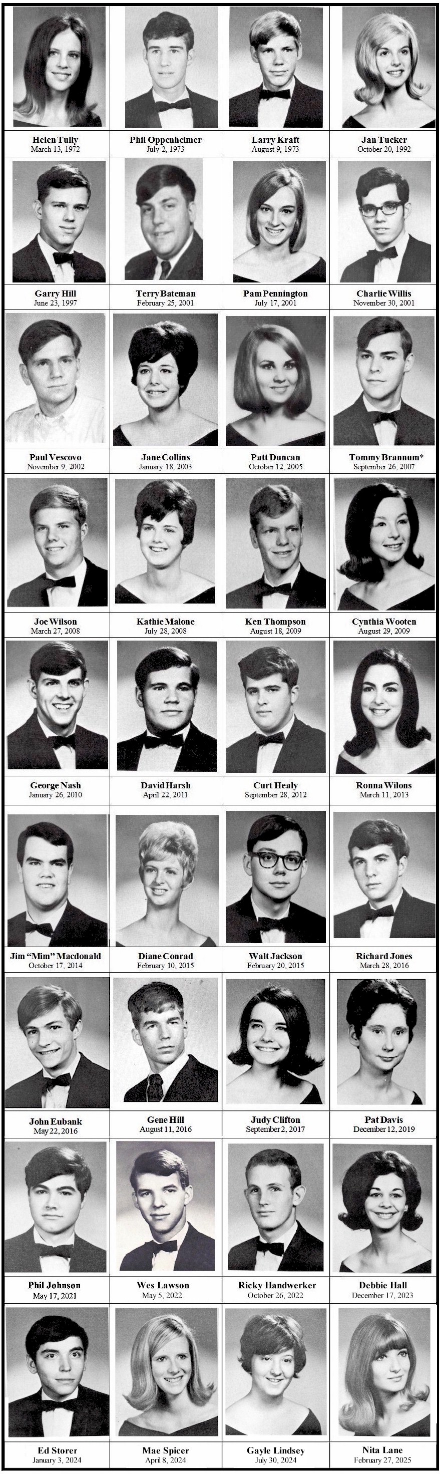 In Memoriam of members of the Class of 1968