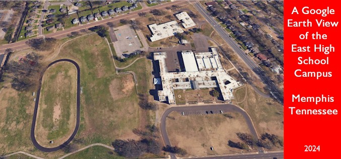 A Google aerial photo of the East High School campus, 2024